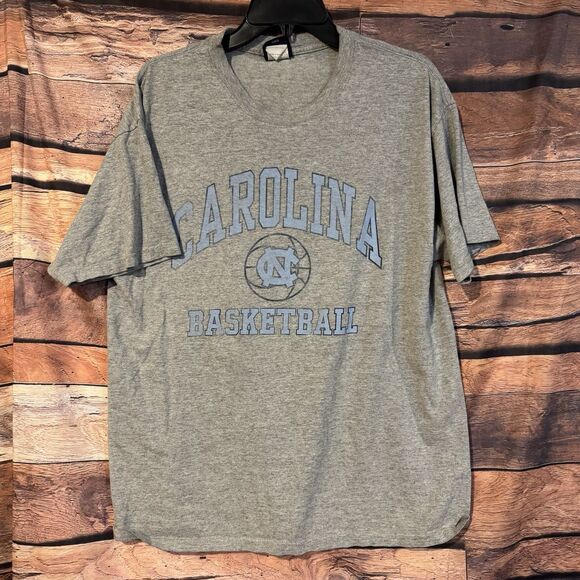 Vtg UNC Tar Heels Basketball T-Shirt Large SS North Carolina NCAA College Grey - Picture 1 of 7